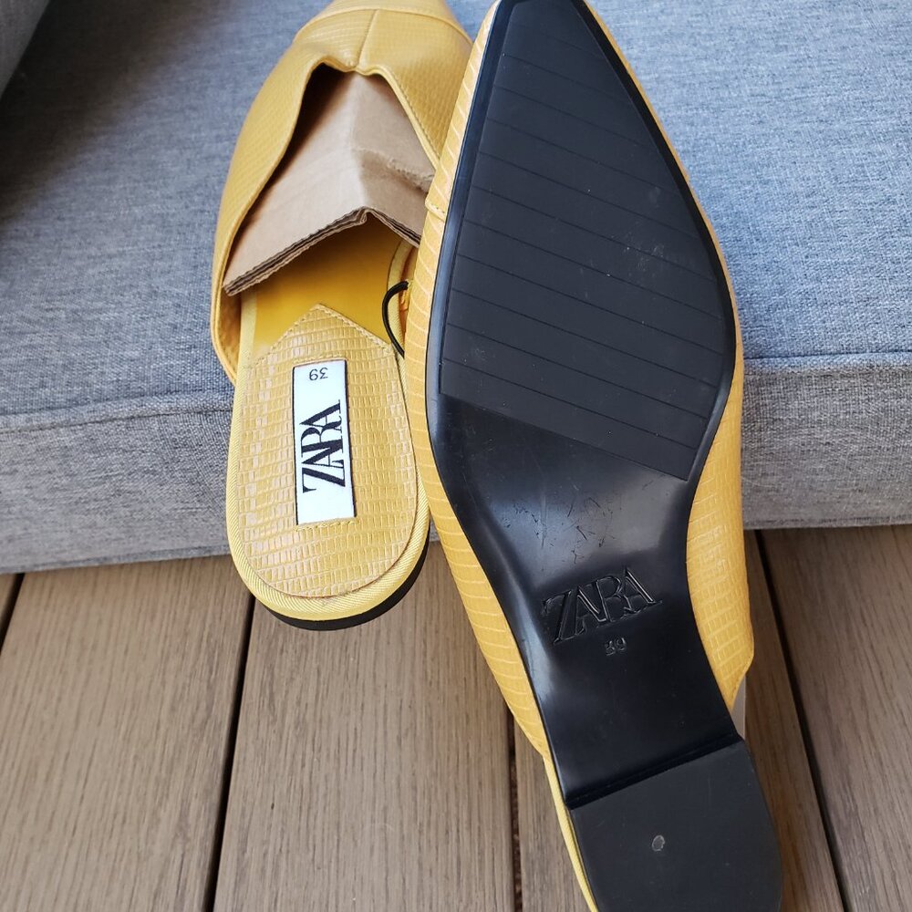 Zara Yellow Pointed Toe Mule Clogs - Picture 5 of 8